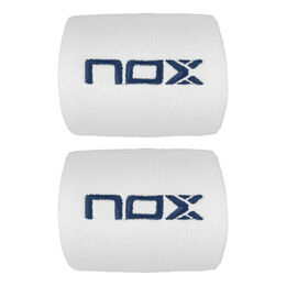 white wristband with blue logo